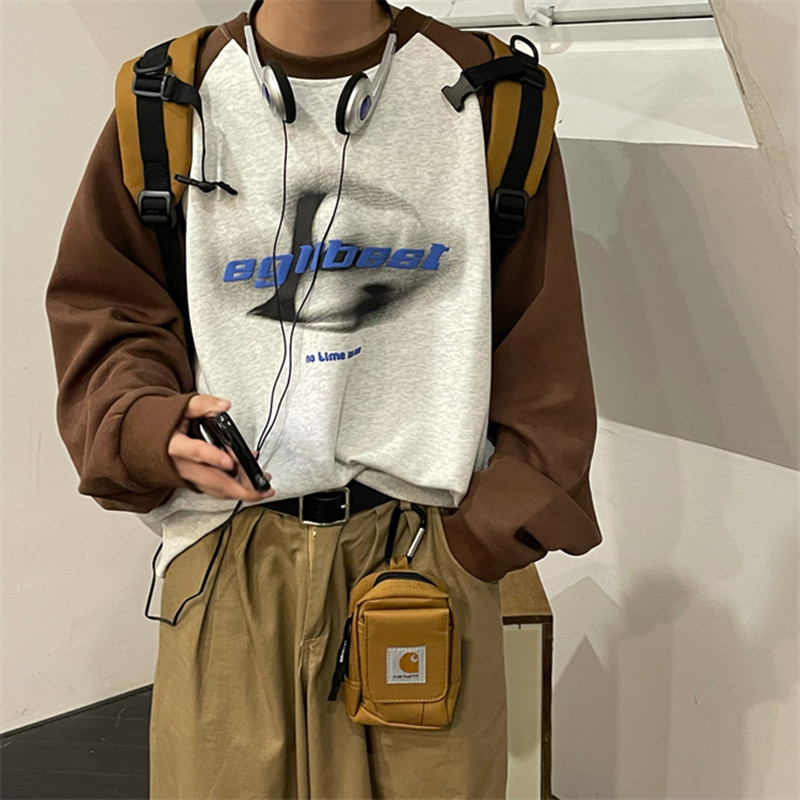 印花美式复古宽松卫衣男