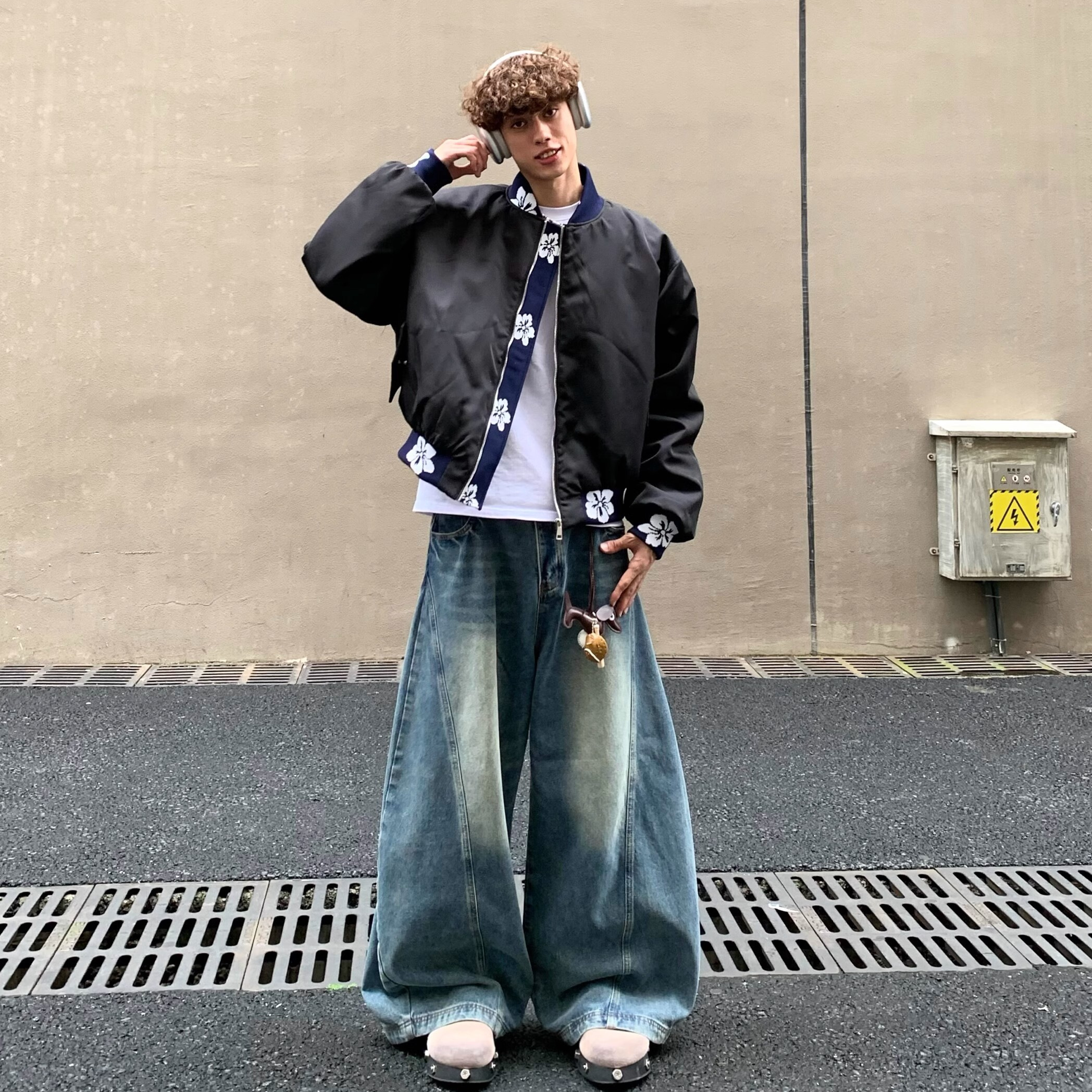 美式复古提花刺绣拼接飞行夹克