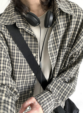 春秋季日系复古基础款格子长袖衬衫男女学院BF风宽松休闲格纹衬衣