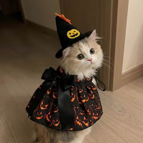 万圣节猫咪服装南瓜蜘蛛