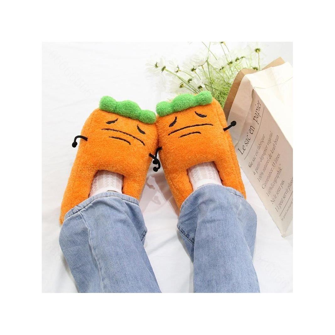 抽象张田中胡萝卜拖鞋家居室内冬季防滑保暖棉拖搞怪卡通毛绒棉鞋