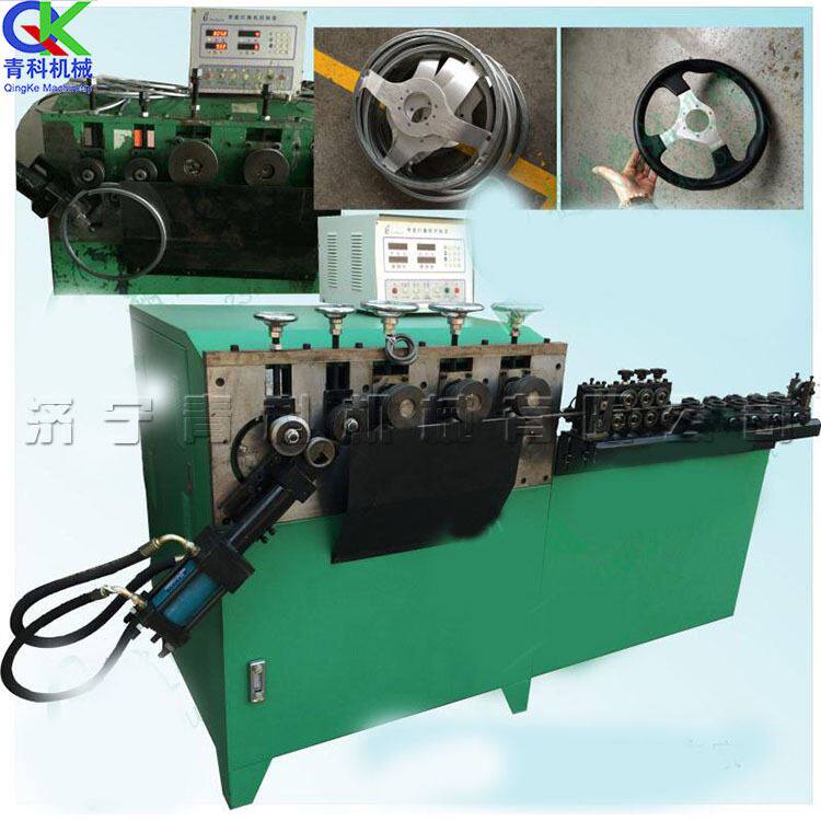 钢带扁铁压槽打圈成型机 方向盘打圈机 变频电机空心管卷圆机