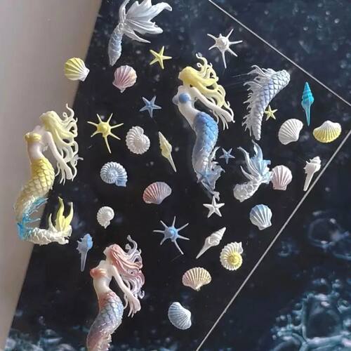 3D Soft Silicone Nail Ocean Mermaid Templates Nail Art Mold