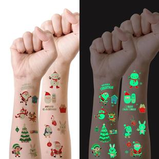 10 Sheets Christmas Luminous Tattoo Stickers,Cartoon Snowman