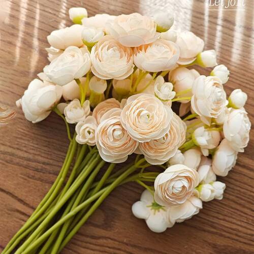 Silk Lotus Artificial Flowers 6pcs/lot Mini Ranunculus Fake