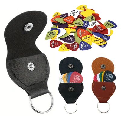 1PC Guitar Pick Bag with Random 3 Picks Set Black/Brown Pick