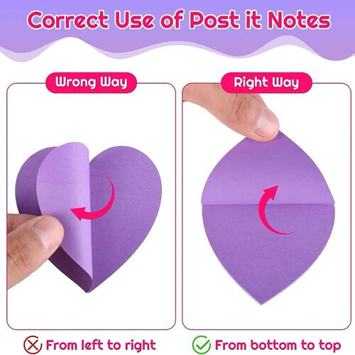 6pcs colorful heart-shaped sticky notes, durable opposite se
