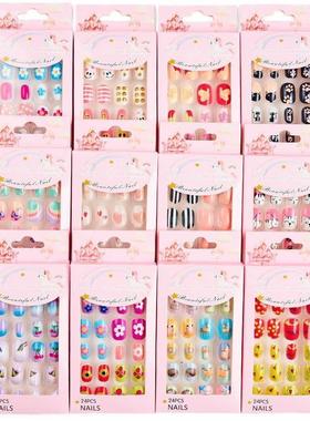 Children Press on Nails*24Pcs Fake Nails Tips for Kids Acry