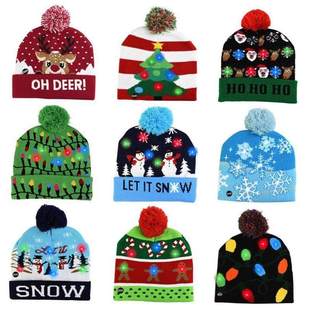 LED Christmas Hat Sweater Knitted Beanie Christmas Light 1