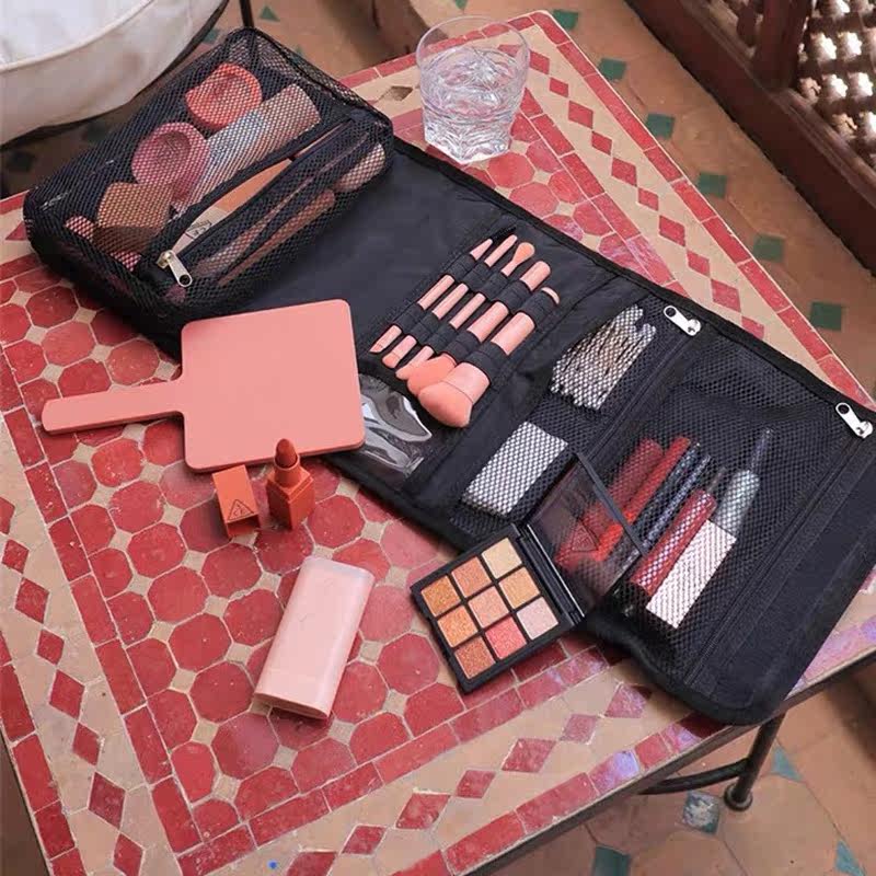 化妆包korean fashion makeup bag women letter foldable cosmet