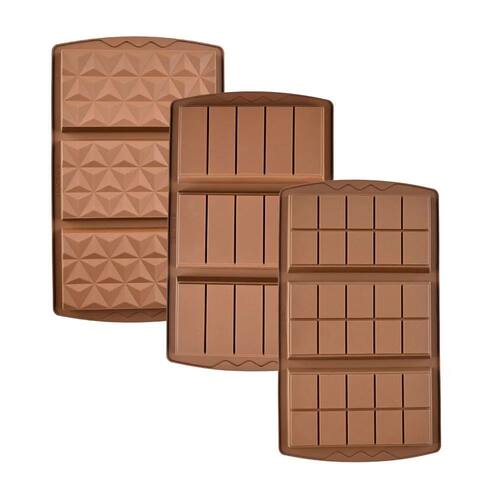 3 Compartment Silicone Chocolate Bar Mold DIY Candy Baking T
