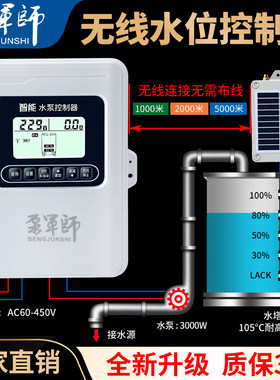 泵军师全自动无线水位控制器水泵家用水塔电子液位免布线控制开关