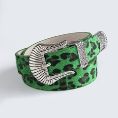Belt women's decorative leopard print horsehair women's belt