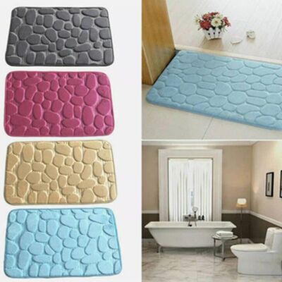 Cobblestone Embossed Bathroom Bath Mat Non-slip Carpets In W