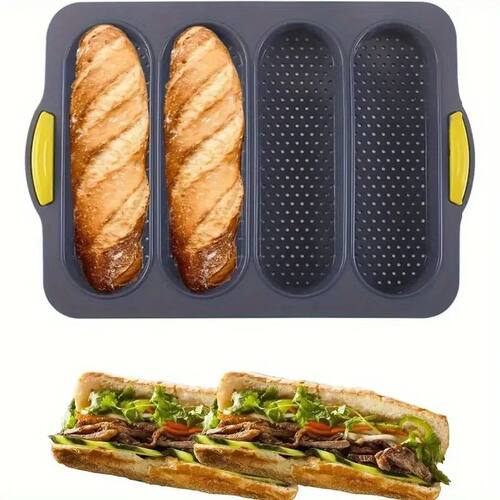 4 Wave Non-Stick Baguette Baking Pan - French Bread Tray for