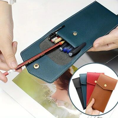 PU Leather Pencil Case Storage Bag Student Glasses Portable