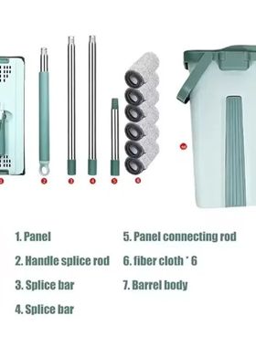 Flat Squeeze Mop with Bucket Hand Free Wringing Floor Cleani