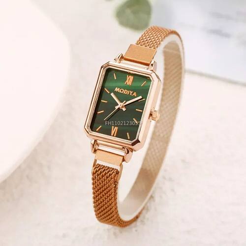 Women Watches Fashion Square Ladies Quartz Watch Green Dial
