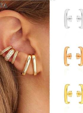 CRMYA Gold Silver color Stud Earrings For Women Piercing