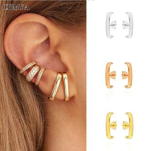 CRMYA Gold Silver color Stud Earrings For Women Piercing