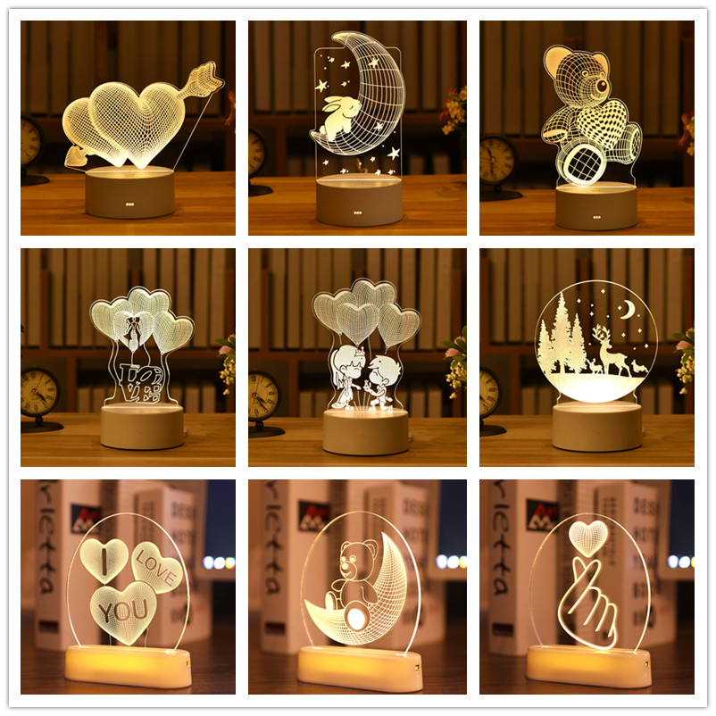 灯饰love 3d lamp acrylic led night light valentines day gift