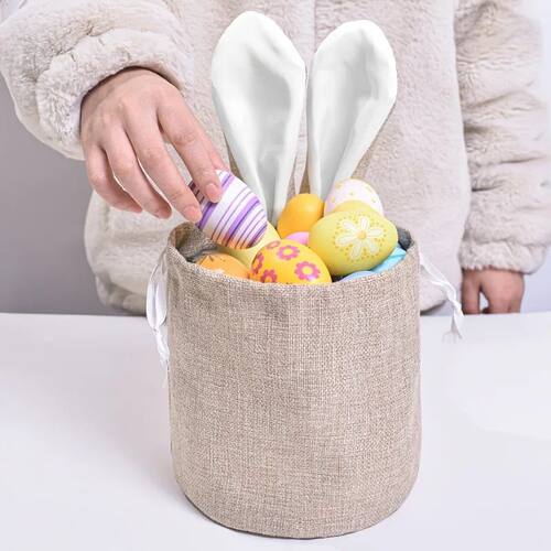 Personalized Easter Drawstring Bag - Custom Name Bunny Baske