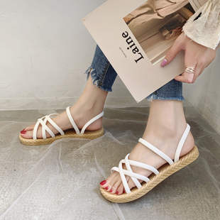2025新款 厚底沙滩女式 夏季 百搭平底罗马凉鞋 一字拖两穿 时尚 凉拖鞋