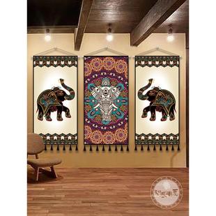 东南亚风印度泰式禅意大象软装布艺挂画餐厅招财壁画卧室装饰挂毯