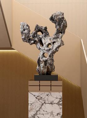 酒店大堂装饰摆件新中式太湖石玄关雕塑售楼处禅意落地抽象艺术品
