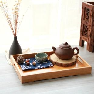 实木质竹制家用客厅茶几桌面长方形茶杯水果面包早餐零食收纳托盘