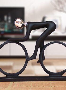 轻奢创意客厅玄关书柜酒柜摆件自行车书房运动单车雕塑装饰品摆设
