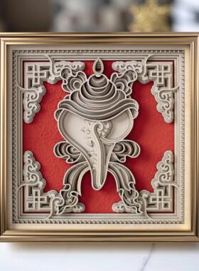 梯木叠雕禅意摆件新中式书房客厅玄关酒柜工艺礼品摆饰办公室装饰