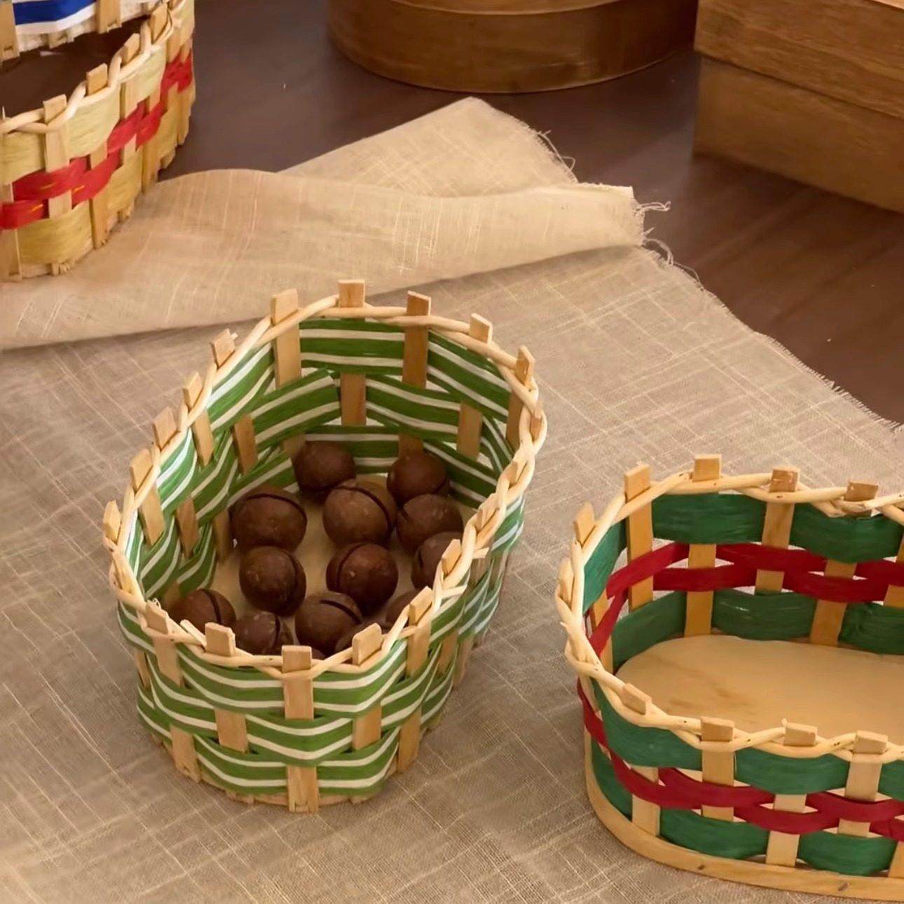 手工编织收纳筐桌面收纳盒化妆品文具整理收纳家用编织钥匙收纳篮,收纳整理,收纳筐,淘宝优惠券,粉丝福利购,淘宝优惠卷