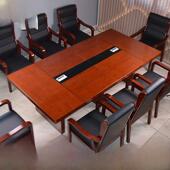 会议桌简易长桌实木单板会议室桌椅组合6 20人中小型洽谈桌