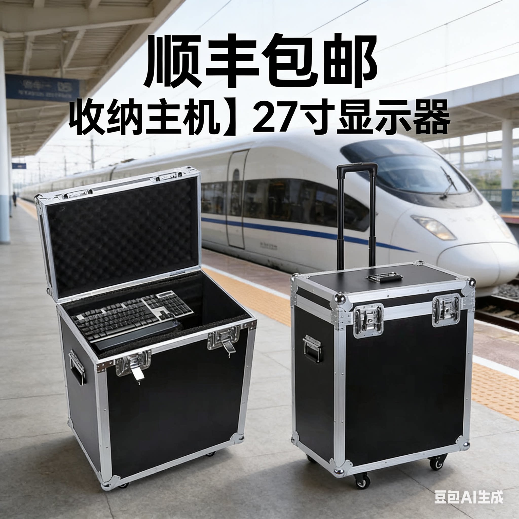 台式电脑拉杆箱工具箱铝合金航便携收纳主机箱27显示屏运输行李箱