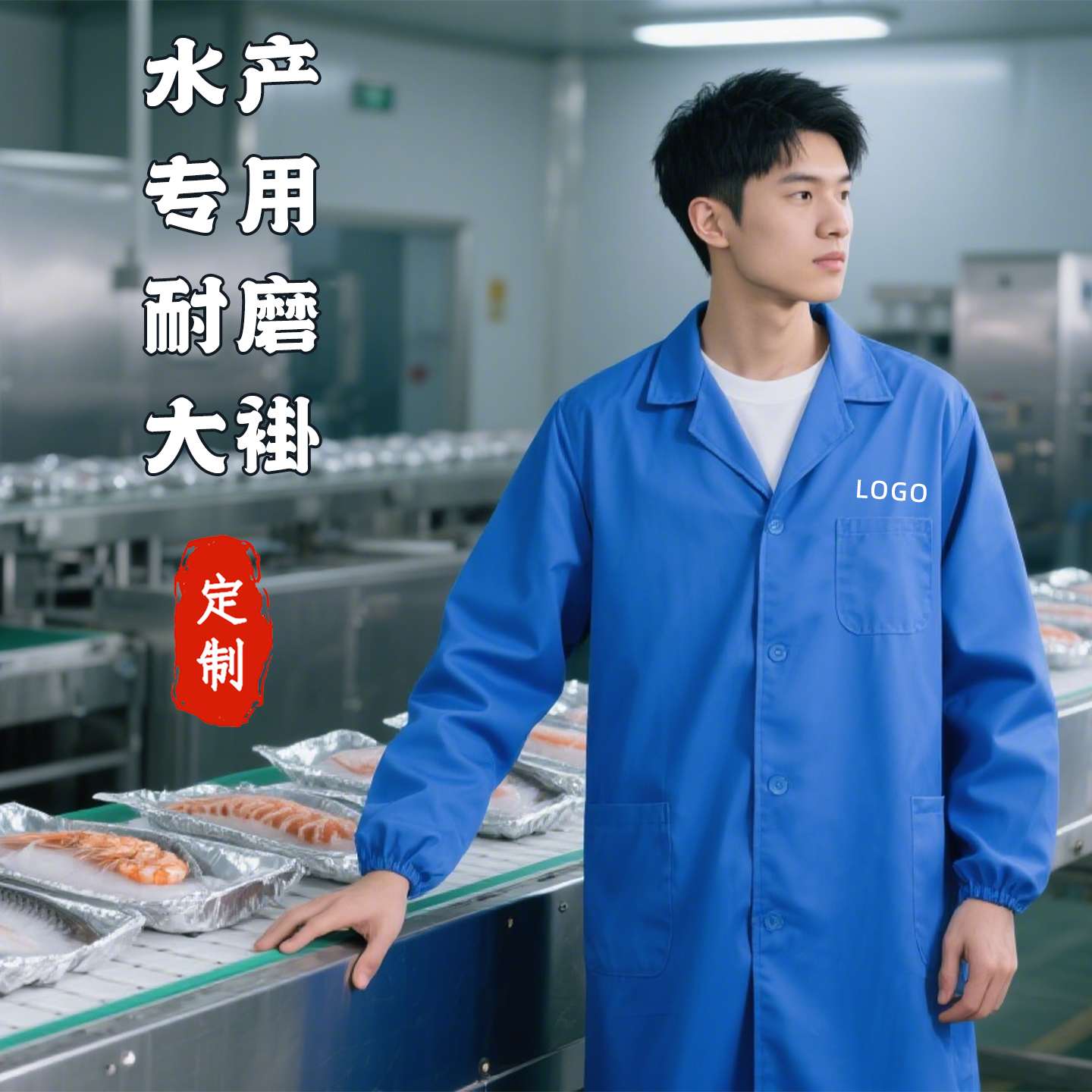 水产专用大褂工作服，可定制印字