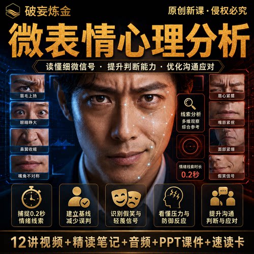 艾克曼微表情心理分析课程社交识人术肉体测谎谎言识别视频笔记