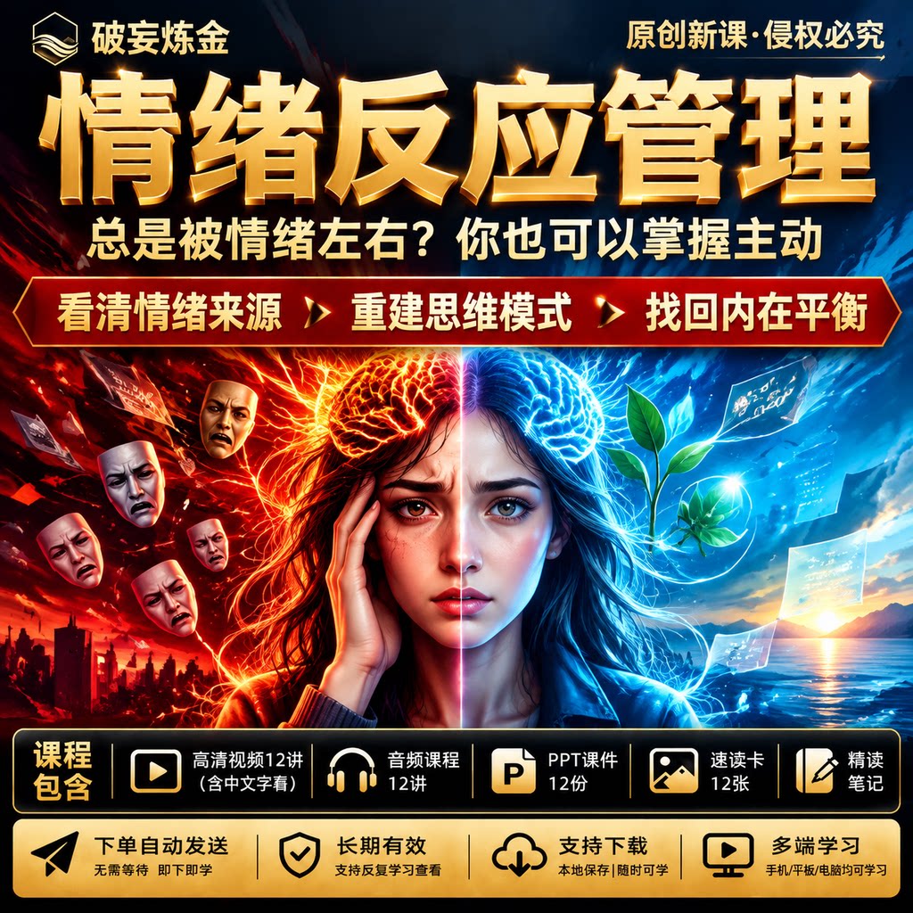 情绪反应管理指南课程高敏感课程心理学情绪管理内耗情绪调节视频