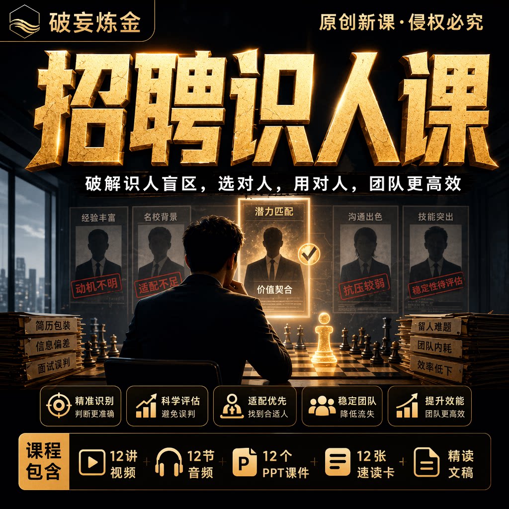 招聘识人视频课程面试技巧人才判断岗位匹配用人方法训练职场管理
