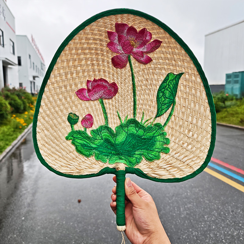 【包边刺绣扇】古风绣花蒲扇纯手工编织棕扇夏天扇子国风刺绣扇子