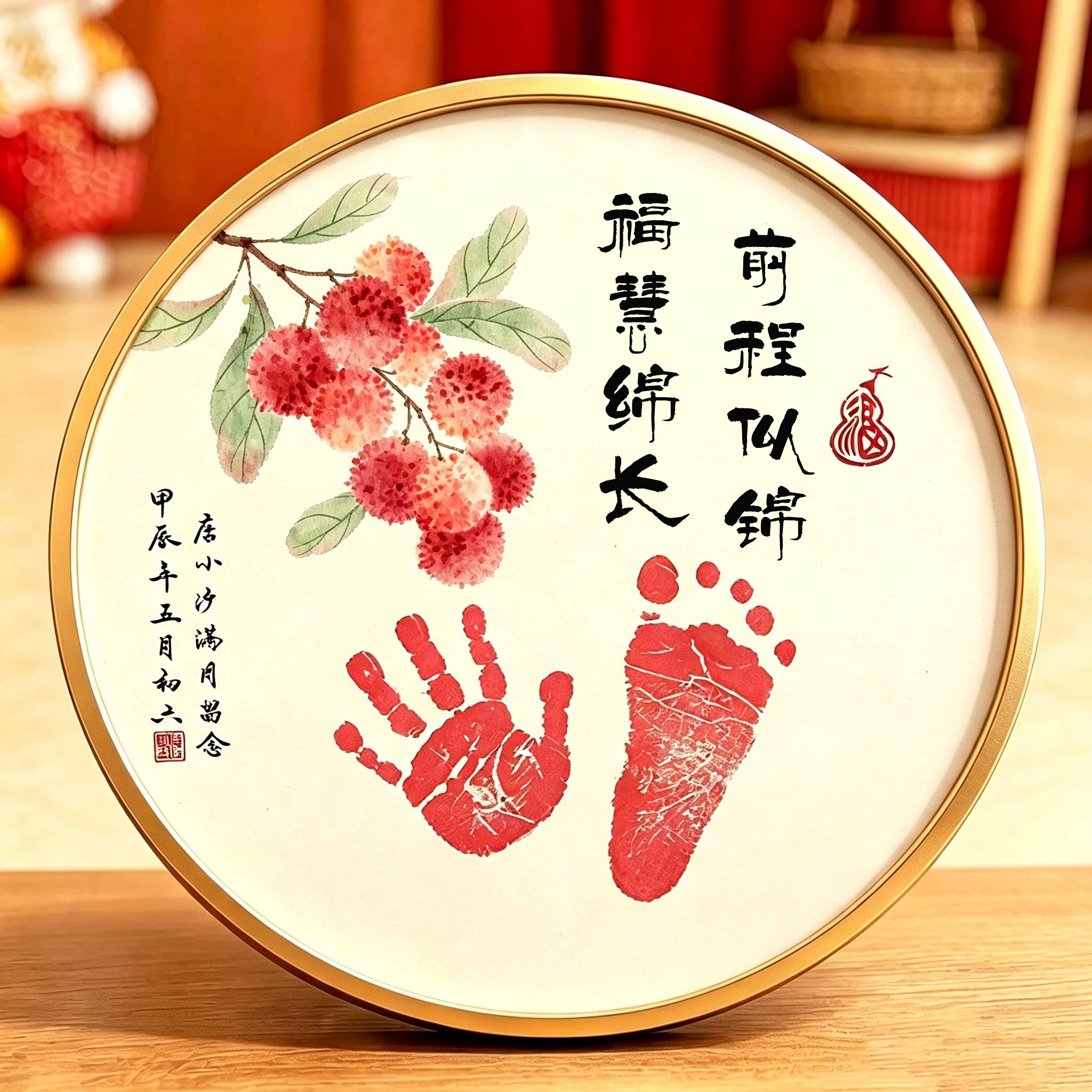 周岁手足印画纪念相框新生婴儿