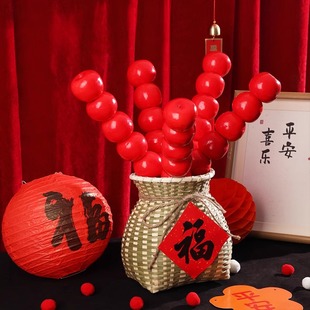 宝宝一周岁生日布置装饰摆件中式仿真假冰糖葫芦满月百天拍照道具