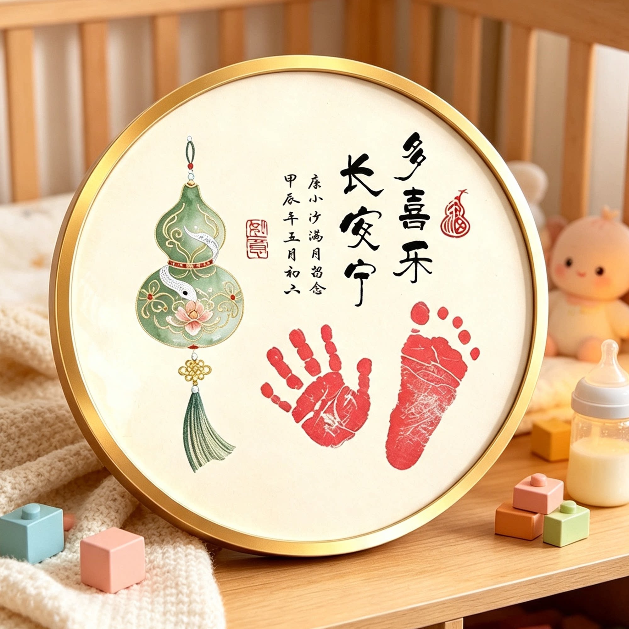 满月周岁手足印相框新生婴儿手印