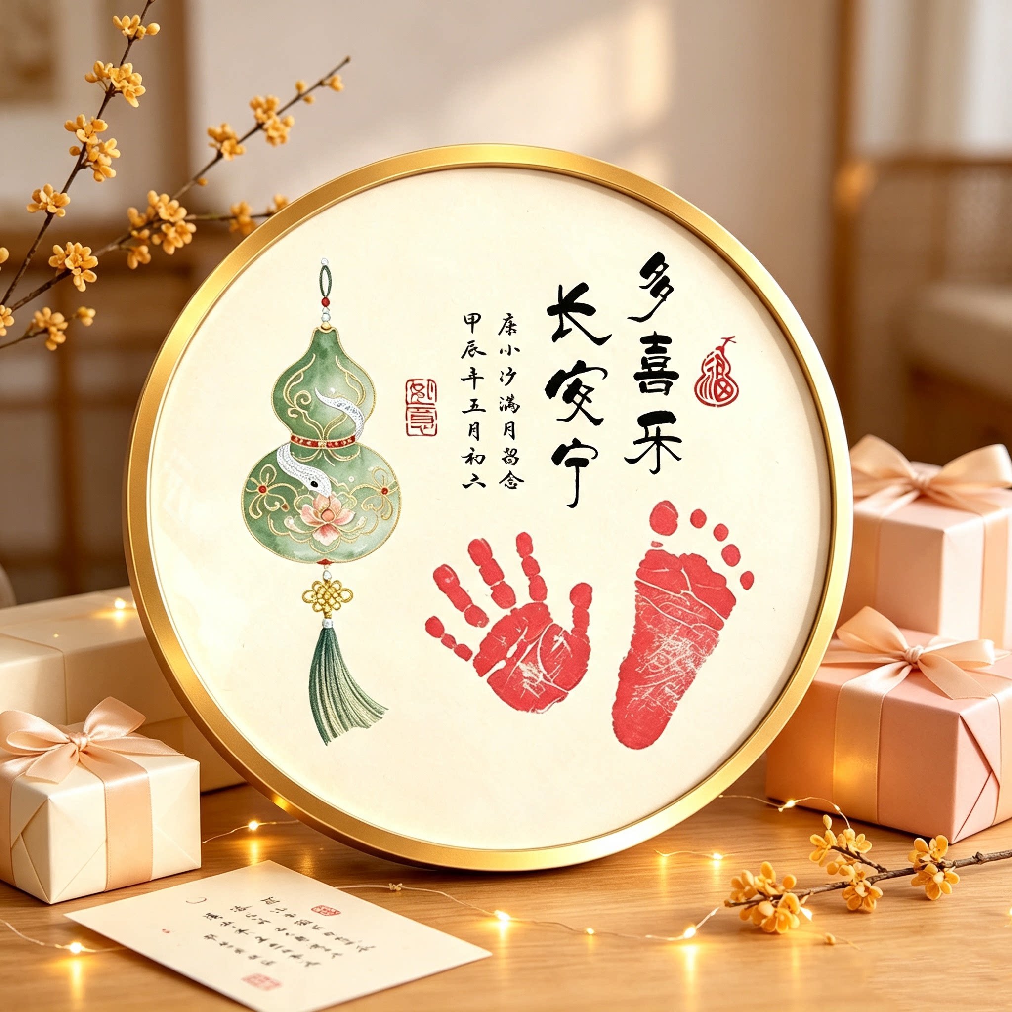 周岁手足印画纪念相框新出生婴儿