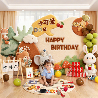 森系ins风宝宝周岁背景墙布置