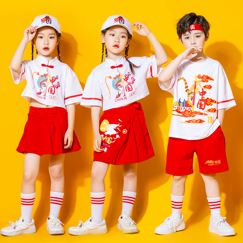 儿童啦啦队演出服街舞中国风