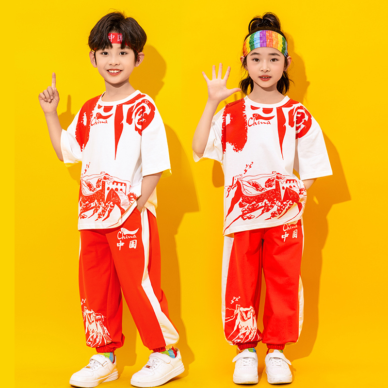六一学生爱国主题红色舞蹈演出服