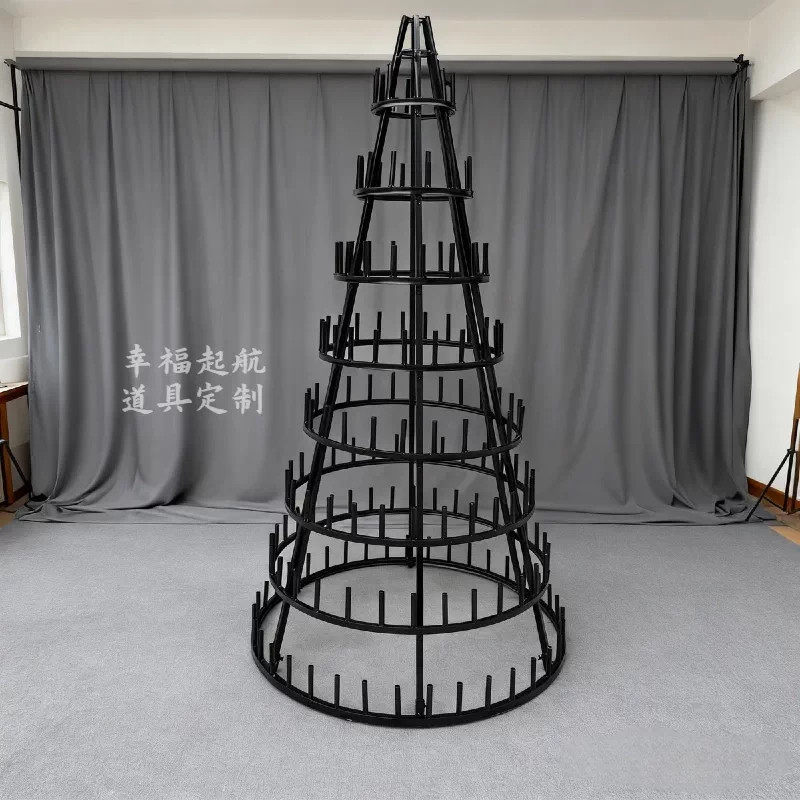 酒瓶圣诞树架子周年开业庆典圣诞节红酒瓶铁艺美陈酒吧装饰展示架