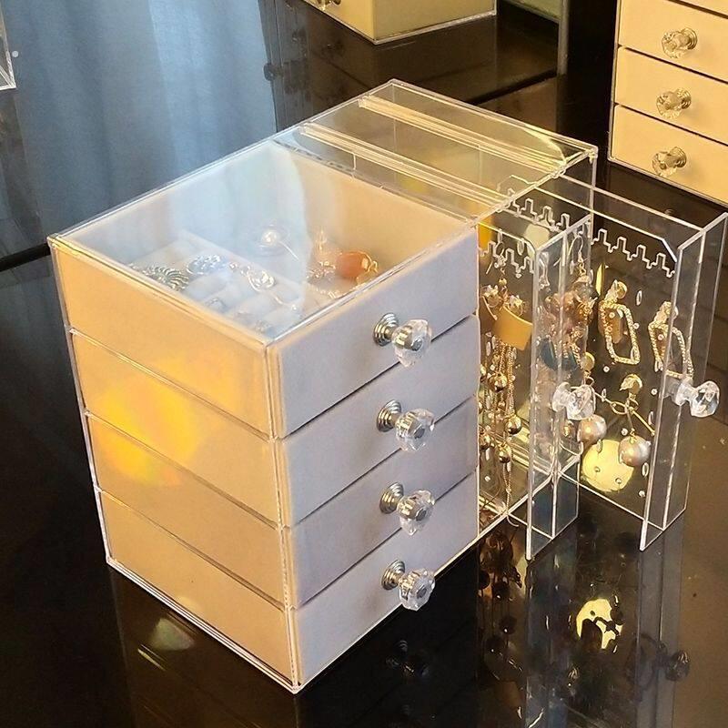 现货耳针耳坠收纳盒耳饰展示架项链饰品桌面防尘戒指手镯首饰盒