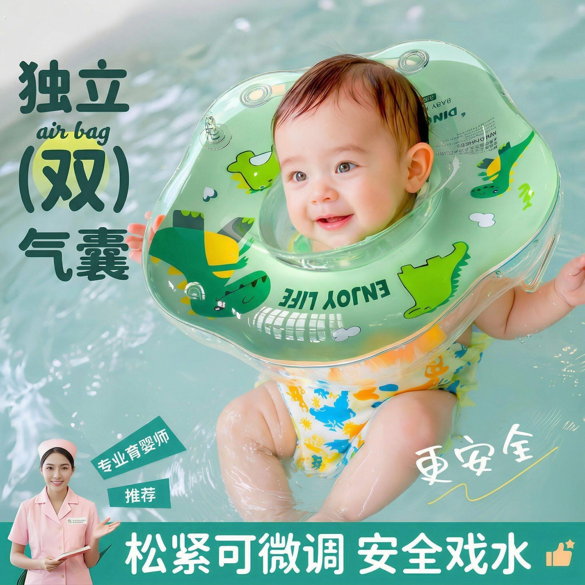 婴儿游泳圈0岁新生脖圈宝宝家用颈圈泳圈0-6个月以上幼儿洗澡专用